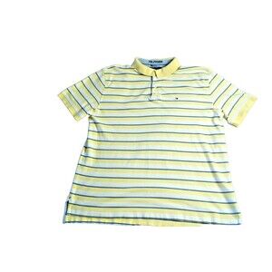 Tommy Hilfiger Men’s XXL Striped Polo Shirt Yellow Blue White Cotton